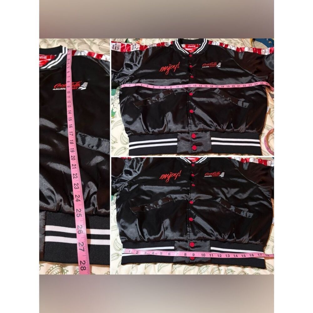 The Laundry Room Coca Cola Racing Satin Stadium Jacket Black w/ Bottle Opener L - Picture 10 of 11
